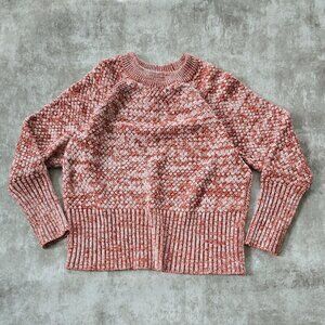 Universal Thread | Boho brick red white chunky cable knit sweater  | WMS S